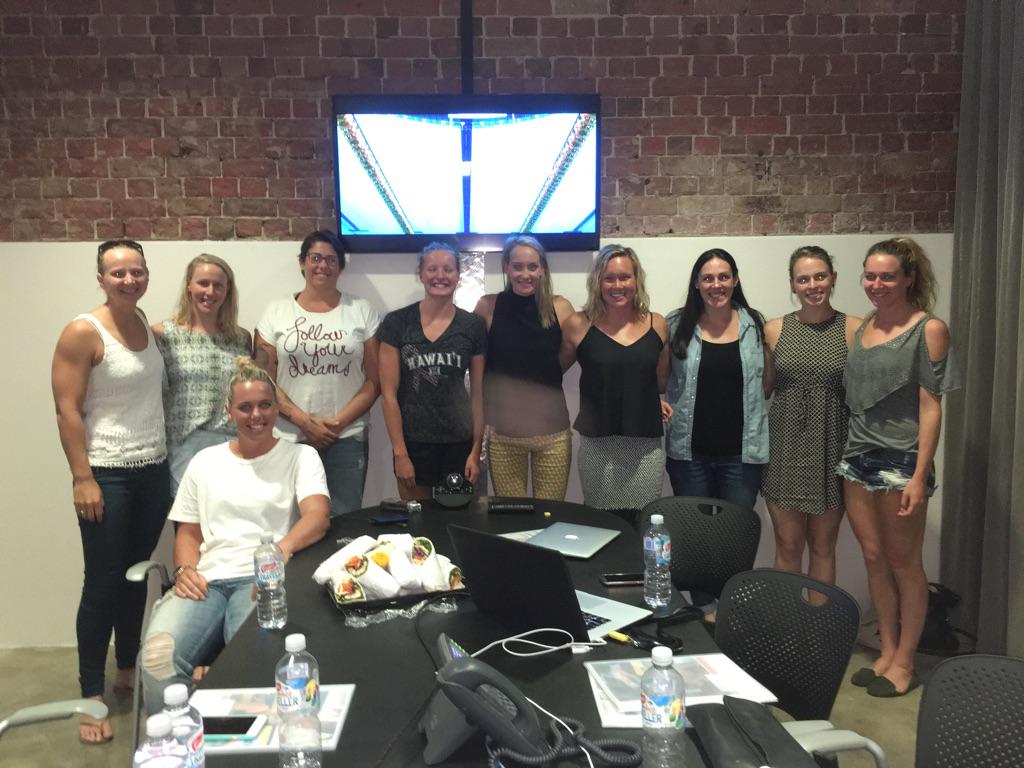 AustSwimAssoc's tweet photo. Presenter training for Beyond the Black Line began today.An amazing group of women to inspire the future of swimming! http://t.co/3BUTKrvkeM