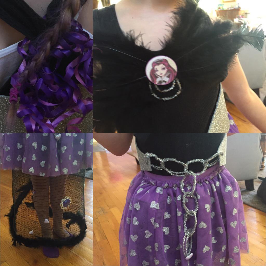 khtqkc's tweet photo. #homemade #ravenqueen outfit success. Oh the wondrous hot glue gun #kimandlily @EverAfterHighUS @Mattel http://t.co/fBifJdhFcE