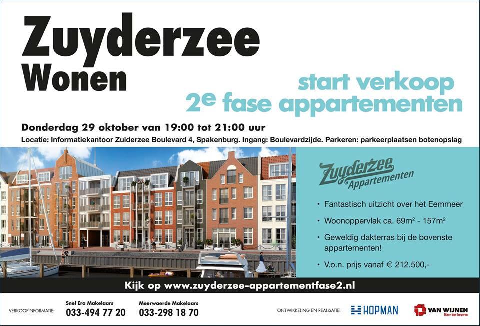 Start verkoop fase 2 appartementen plan #zuyderzeewonen #Bunschoten #Spakenburg donderdag 22 oktober van 19:00/21:00