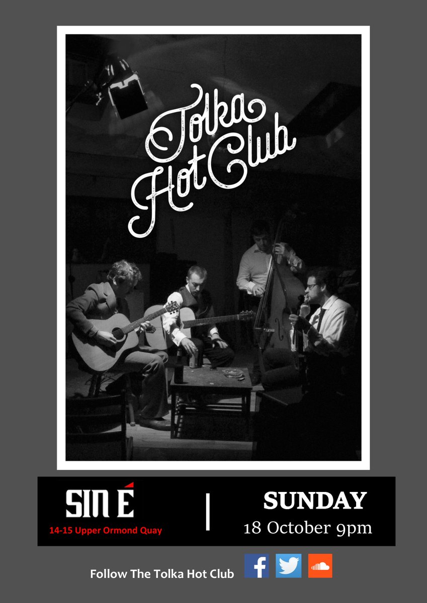 @RealDublinGigs @DublinMuScene The Tolka Hot Club this Sunday in Sin E from around 9 if anyone is about.
#gypsyjazz