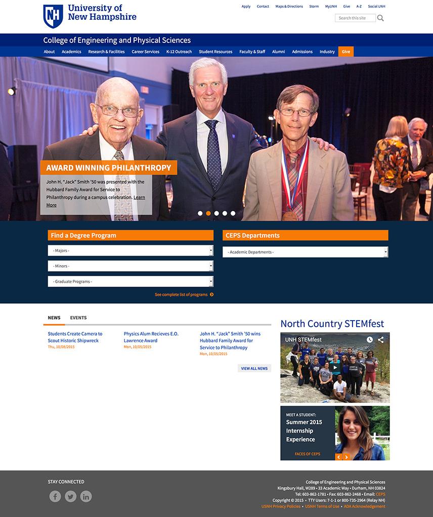 The new College of Engineering and Physical Sciences website has launched. ceps.unh.edu. #UNHWebMobile