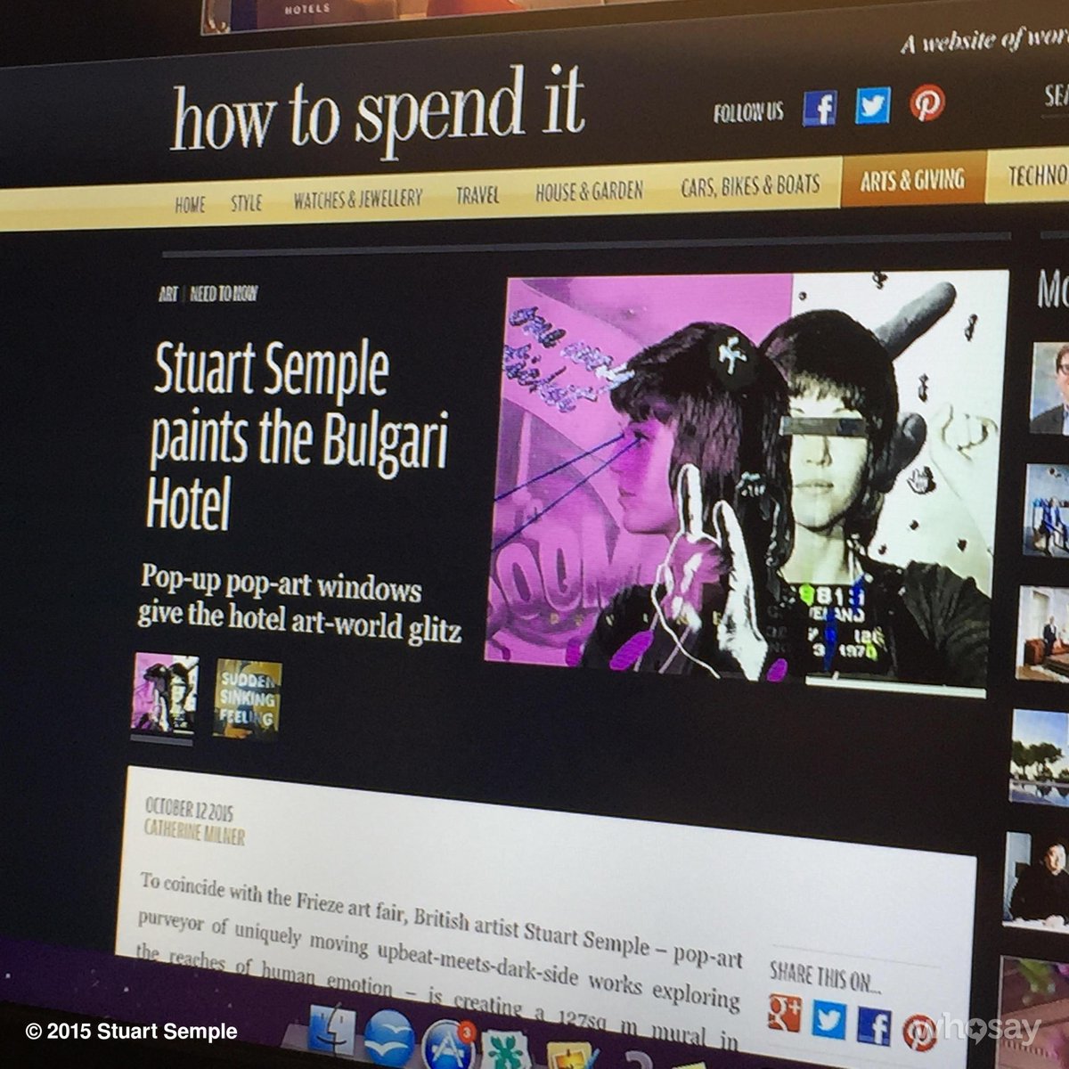stuartsemple's tweet image. Thank you ever so much #FT #HowToSpend it - #semple4bulgari #friezeweek #friezelondon