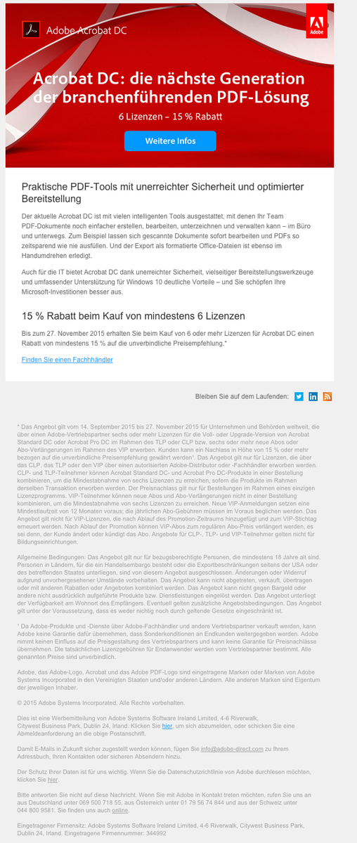 FlorianWe's tweet photo. Adobe Newsletter - oder wenn der Legal Disclaimer länger ist als der eigentliche Inhalt... #emailmarketing http://t.co/PNVtiMk67J