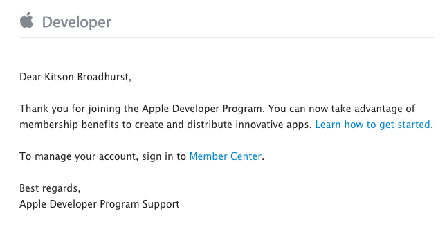 kit_son's tweet photo. Officially an Apple Developer! One step closer to a live app! http://t.co/8etGBvQTYi