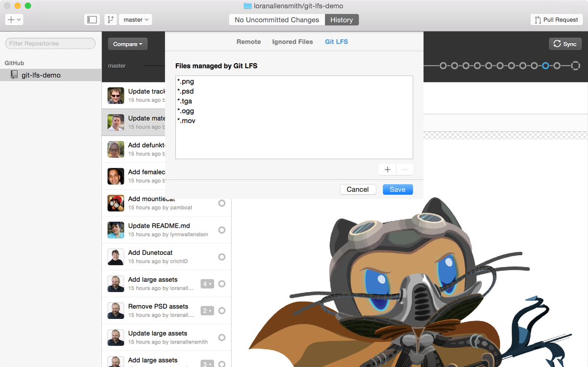 Managing large files with Git LFS: github.com/blog/2079-mana…