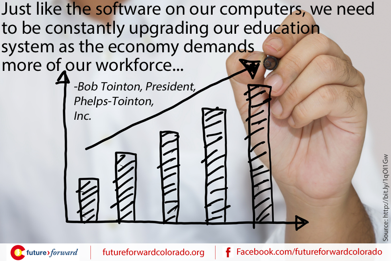 FutureForwardCO's tweet photo. #Greeley biz leader Bob Tointon supports raising the bar for #CO students. Read more: http://t.co/8TBHe3tgOZ #edcolo http://t.co/831e92eJko
