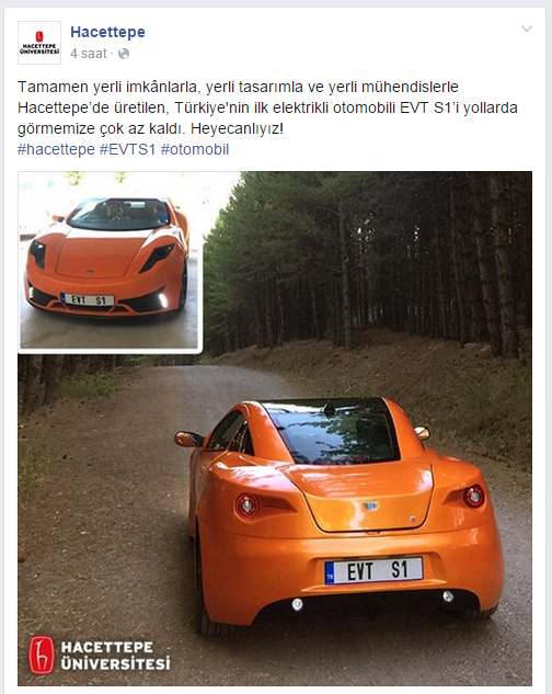 12numaraorg's tweet photo. Hacettepe Üniversitesi'nde üretilen Türkiye'nin ilk elektrikli otomobili EVT S1... Destekliyoruz! http://t.co/e0wr8jq5Nn