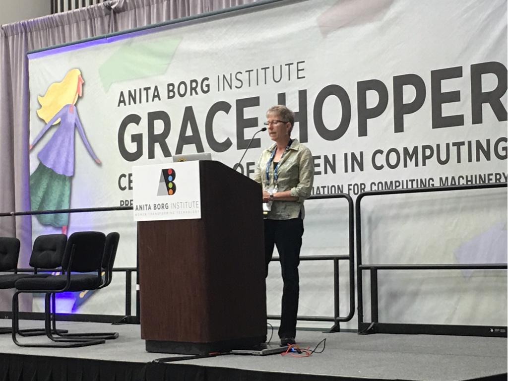 klogWright's tweet photo. Robin Goldstone from LLNL — great talk on HPC, CHAOS, open source w/@lcooney  @CiscoROI #GHC15 #CiscoGHC http://t.co/cylp6Ba7hX