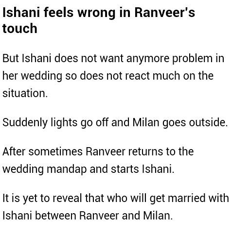 Rohitkeshari10's tweet photo. @_MeriAashiqui_ #SploierAlert #Upcoming. Groom swapping drama in Ranveer and Ishani’s marriage Upcoming Episode. http://t.co/Kp5kdefPdV
