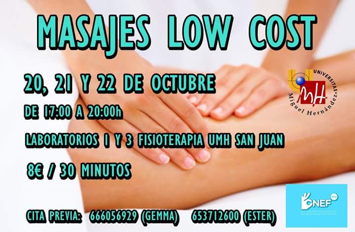 UMHCNEF's tweet photo. ¿Te lo vas a perder? MASAJES LOW COST 30min en manos de estudiantes cualificados por solo 8€ los días 20-21-22 de oct http://t.co/wcSsKuZPxH