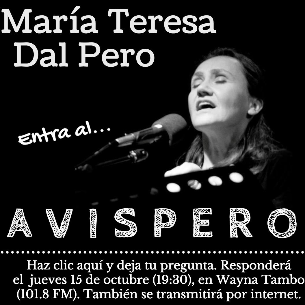 WaynaTambo's tweet photo. AVISPERO jueves 15 de Octubre a las 19:00, en el Wayna, junto a María Teresa Dal Pero. Escúchanos por la 101.8 FM http://t.co/YJ7QwQsLf0
