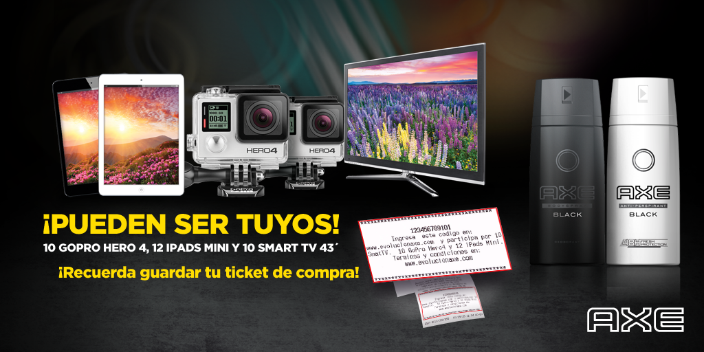 AxePeru's tweet photo. ¡Quedan pocos días para poder participar del sorteo! 
No dejes de hacerlo con Axe y Plaza Vea http://t.co/3INA6KmVd7 http://t.co/y9jyO4lW50