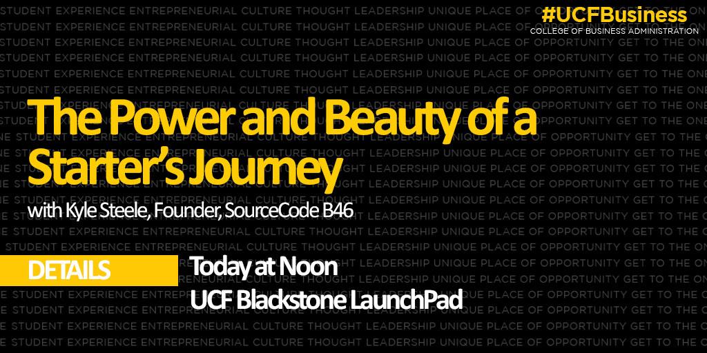 UCFBusiness's tweet image. Right now at @LaunchPad_UCF - "The Power and Beauty of a Starter's Journey" w/ @SourceCodeB46 - #UCFBusiness #ucf