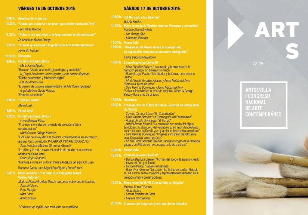 nfoque_arq's tweet photo. Adjuntamos programa del I Congreso de Arte Contemporáneo de Sevilla, en el que intervenimos http://t.co/NyKvDphNCt