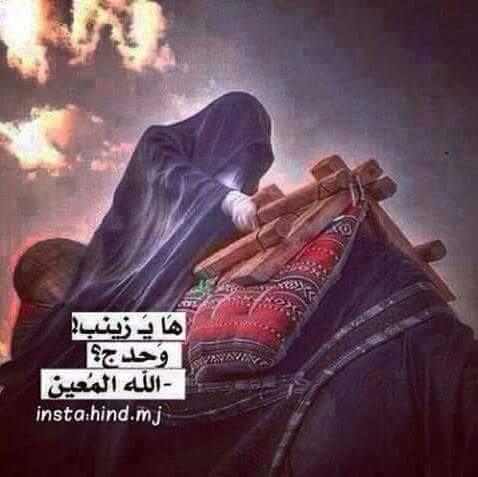 هايزينب وحدج والدنيا ليل
ياغريبه وشايله بدمعج نهر
امنين اجيبلج  يبت حيدر كفيل
بهالظﻻم منين ادورلج كمر