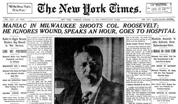 Image result for theodore roosevelt shot in 1912