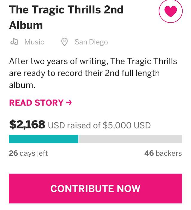 TragicThrills's tweet photo. Thanks so much to our backers so far, we really appreciate the support! http://t.co/pixqwFTId9