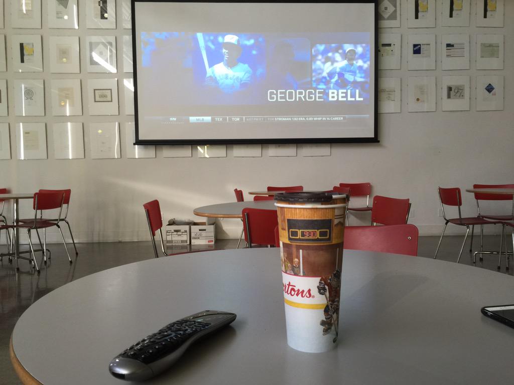 bigbrnz's tweet photo. When you can't make it to the game you still cheer on the @BlueJays #ComeTogether #ALDS #TEXvsTOR #watchatwork http://t.co/7Ud4bazs2R