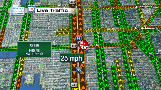 Crash on I-95 NB at NW 119th St. Speeds at 25mph #traffic #miami @JeniseFernandez http://t.co/yosuSEGu8Q