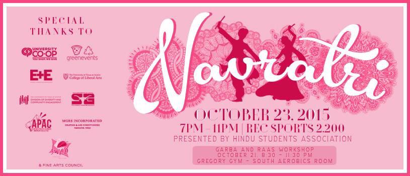 UT Navaratri Garba is almost here! Check out the flyer for full details on the event! Hope to see you all there 😊