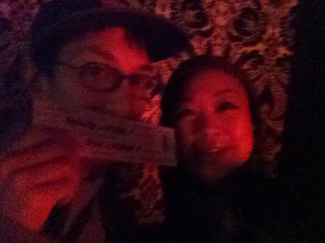 ScaryBearSound's tweet photo. blurry selfie with this guy at #ballads4ballots #weeklymingo http://t.co/w6xHym2c4w
