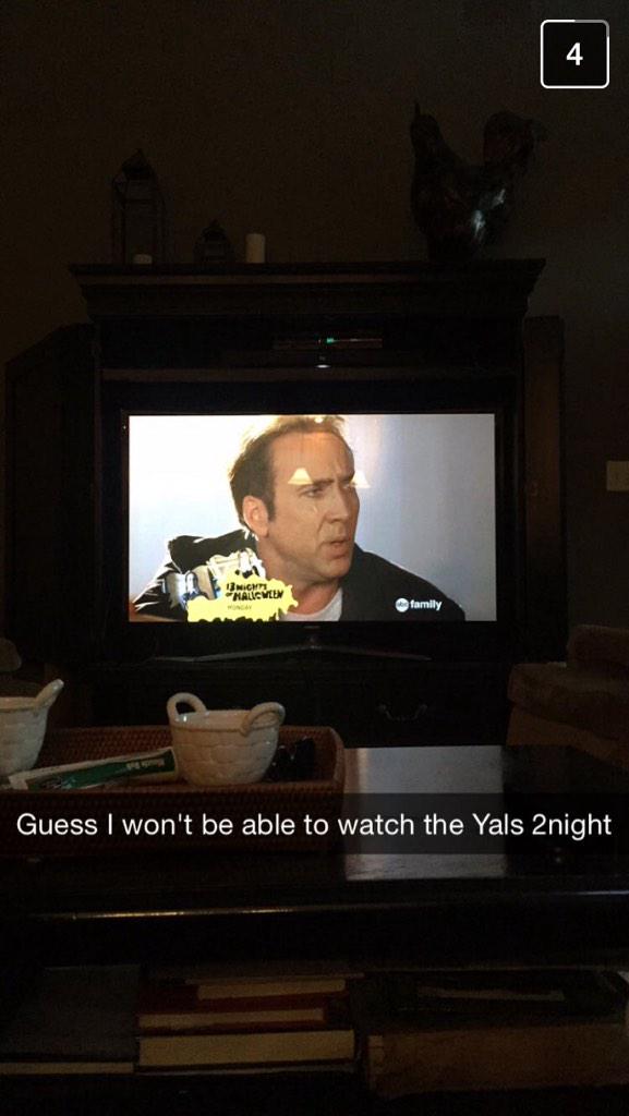 Kaleigh_ND's tweet photo. @emilyfrigon730 's obsession with Nicholas cage continues http://t.co/cN1SAtoOnw