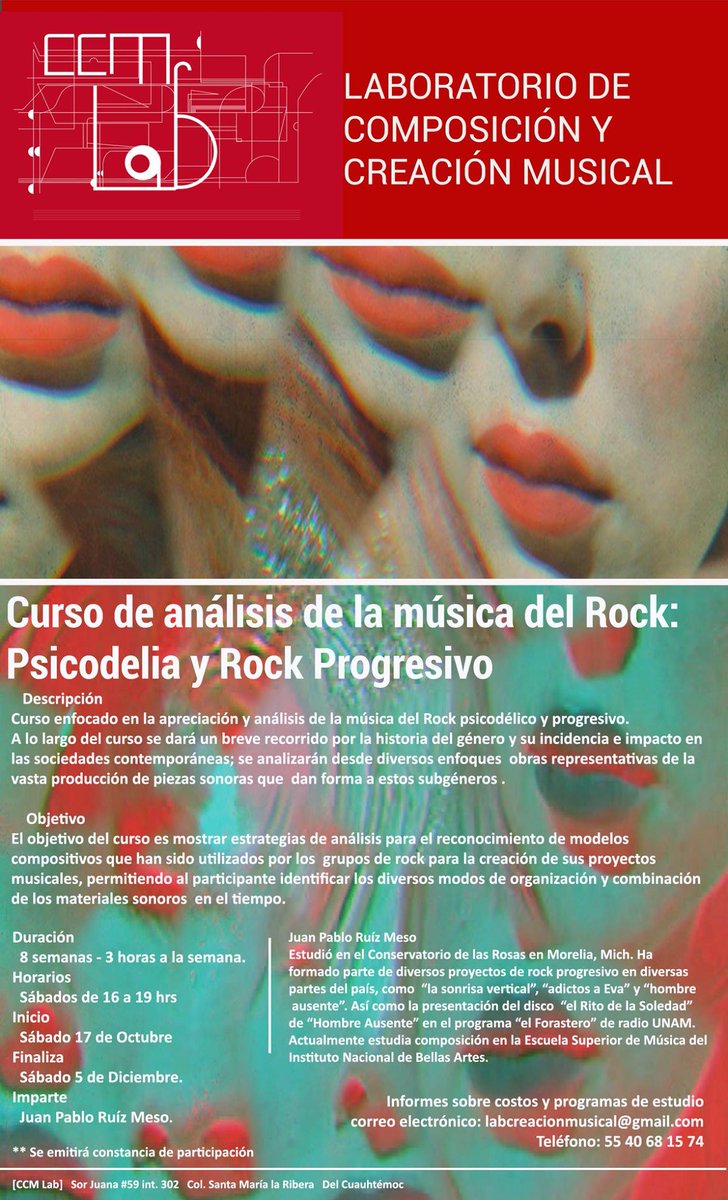 ccm_lab's tweet image. Fecha límite de inscripción: Viernes 16 de Octubre.
Informes: labcreacionmusical@gmail.com