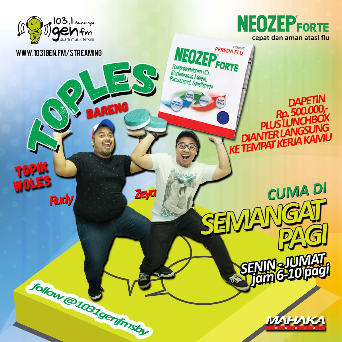 jangan lupa yang ikutan topik klo pengen dapetin duit 500rb, ngetweetnya kudu pake #ToplesNeozepForte