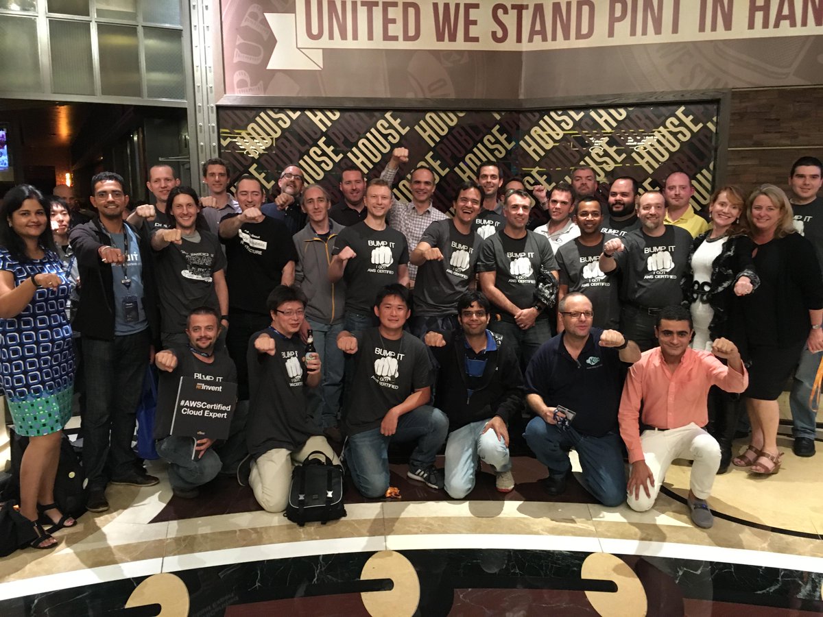 awscloud's tweet image. The #AWSCertified All 5 group at #reInvent 2015. Learn how to join this prestigious group:  oak.ctx.ly/r/3uov0