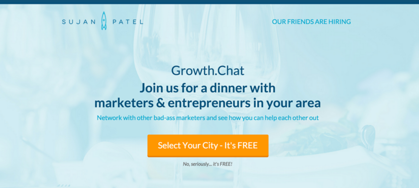 growthhackweek's tweet photo. Truly Special "Join us for a dinner with marketers &amp; entrepreneurs in your area" http://t.co/DqJxa9Uf25 @sujanpatel http://t.co/vzbaaGPogM