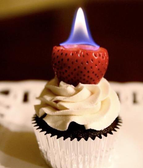 Flaming Vodka Strawberry Cupcakes 
#NationalDessertDay