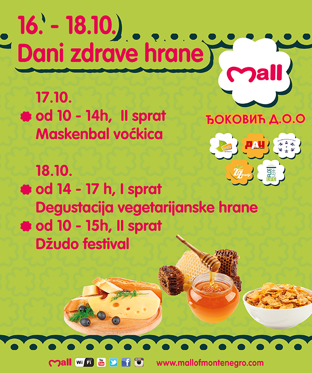 MallofMNE's tweet photo. Manifestacija "Dani zdrave hrane" počinje u petak, 16.10. u Mall-u-> http://t.co/qjjg5NWWJA #podgorica #crnagora http://t.co/9il2QyFylb