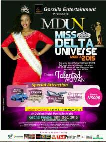 ___Tar0's tweet photo. MISS DELTA UNIVERSE NIGERIA 2015: Audition; 13 &amp; 14 November. Grand Finale 18 December... For more info 08063372154! http://t.co/gC06im654r