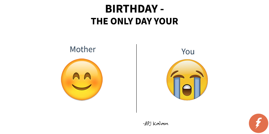  The only day when your mother smiled and you cried by
 APJ Abdul Kalam
Happy Birthday to the Missile Man of India. 