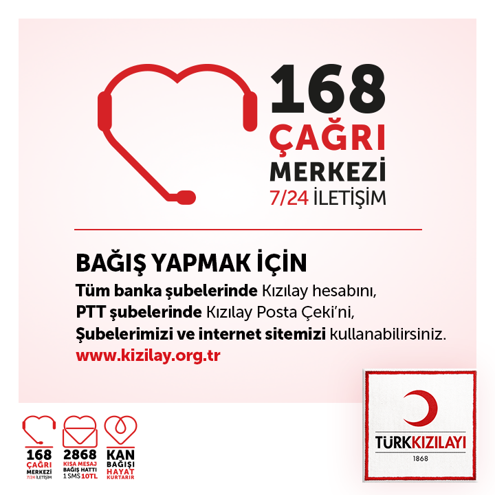Yardımseven olmak bir tık kadar kolay... Bağış seçeneklerimiz için tıklayın: kizilay.org.tr/Bagis