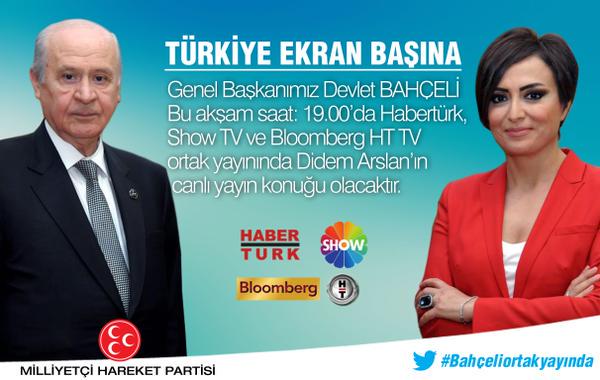 MHP_Bilgi's tweet photo. Liderimiz #Bahçeliortakyayında #Habertürk, #ShowTV &amp; #BloombergTV 'de @arslandidem'in canlı yayın konuğu olacaktır. http://t.co/8nG2TVXB3K