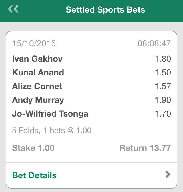 InterTipster's tweet image. BOOM 5 Fold 12/1 Lands

🎾 #TennisBet 🎾

#FreeBets #bookiebashing