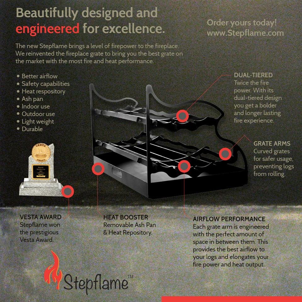Stepflame's tweet image. #Fireplaces are a focal point. Don't settle for a blah #fireplacegrate. Get #Stepflame at Stepflame.com