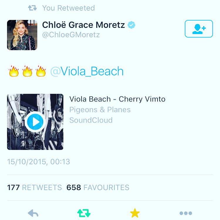 .Really cool that <a href="/ChloeGMoretz/">Chloë Grace Moretz</a> likes the 2 tunes we produced for #violabeach  #swingsandwaterslides #cherryvimto