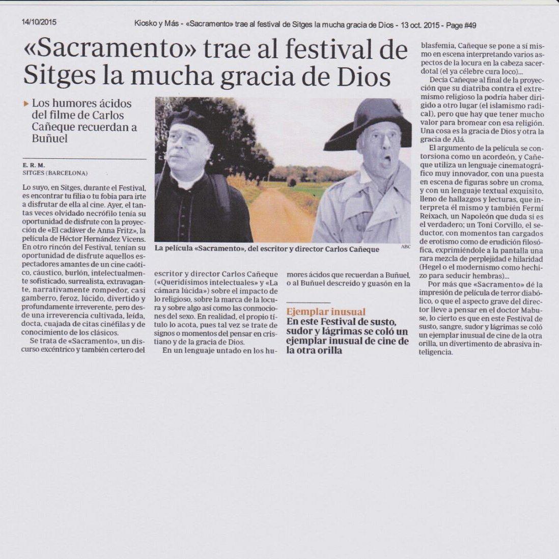 Bona rebuda a #Sacramento de #carlosCañeque en el #FestivaldeSitges #cinema #cine #crítica