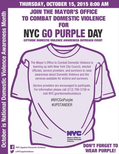 Today is #NYCGoPurple! Wear purple & help spread awareness about #DV and resources available to survivors