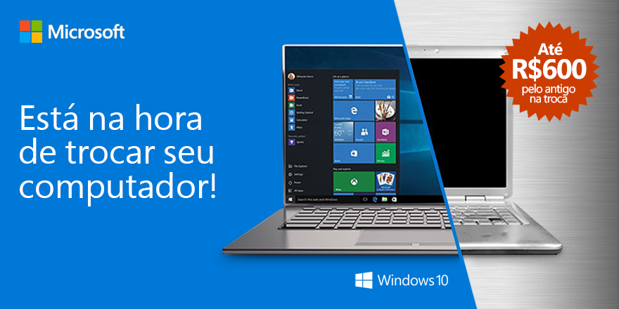 MicrosoftBr's tweet image. Seu computador velho vale dinheiro na troca por um novo. Saiba como em bit.ly/1Lc4ElE #Windows10