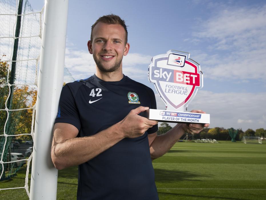 Rovers's tweet photo. Jordan Rhodes picked up his award earlier for winning the Sky Bet Championship Player of the Month for September. http://t.co/FblIGKx10u