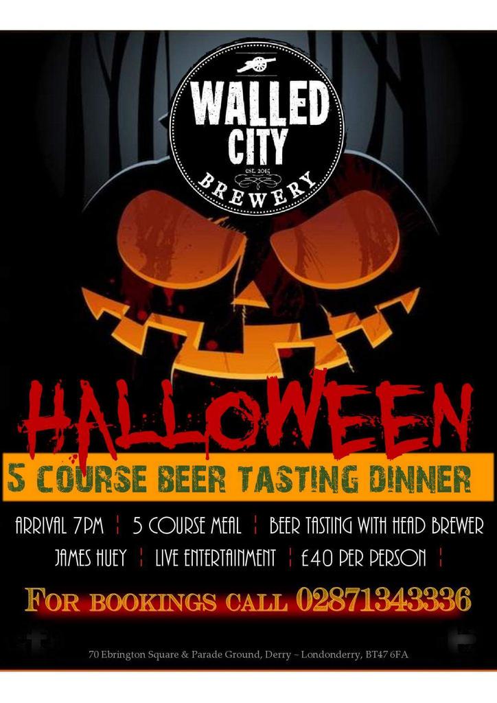 Still some places left for our Halloween 5 course beer tasting night, folks! #goingfast #HalloweenatWCB
