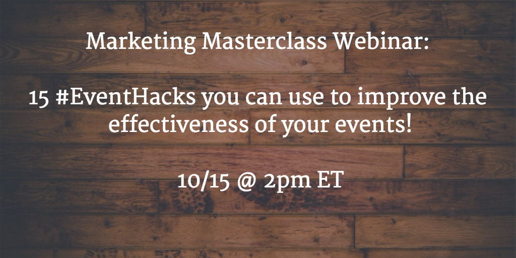 AttendInc's tweet image. Today at 2pm ET! 15 #eventhacks you can use to improve the effectiveness of your #events! bit.ly/1PjHL3S