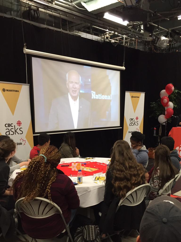 CBCManitoba's tweet photo. Thanks for kicking us off today @petermansbridge #CBCAsks @FrcCouncil @GC_Gophers @collegiate_uwpg http://t.co/R8oVunVjTA