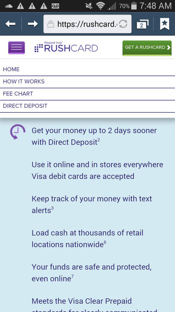 Rushcard Fee Chart