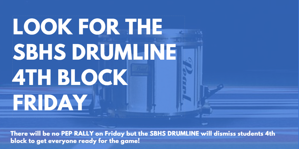 BulldogAnnounce's tweet photo. The SBHS DRUMLINE will lead us out Friday 4th block. No Pep Rally Friday #BoB2015 #beatbroadrun @StoneBridgeLCPS http://t.co/mst1ljDPH2