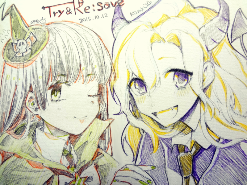 のも(@nnommo)と合作したビンゴ用の色紙とアフターでいっぱい描いてくれたスケブ!! 私の描いてる俺泊のみやび描いてくれたのが最高に嬉しくて;; Ib三人も描いてくれた!のもの描くIbキャラが最高に好きですT-T//