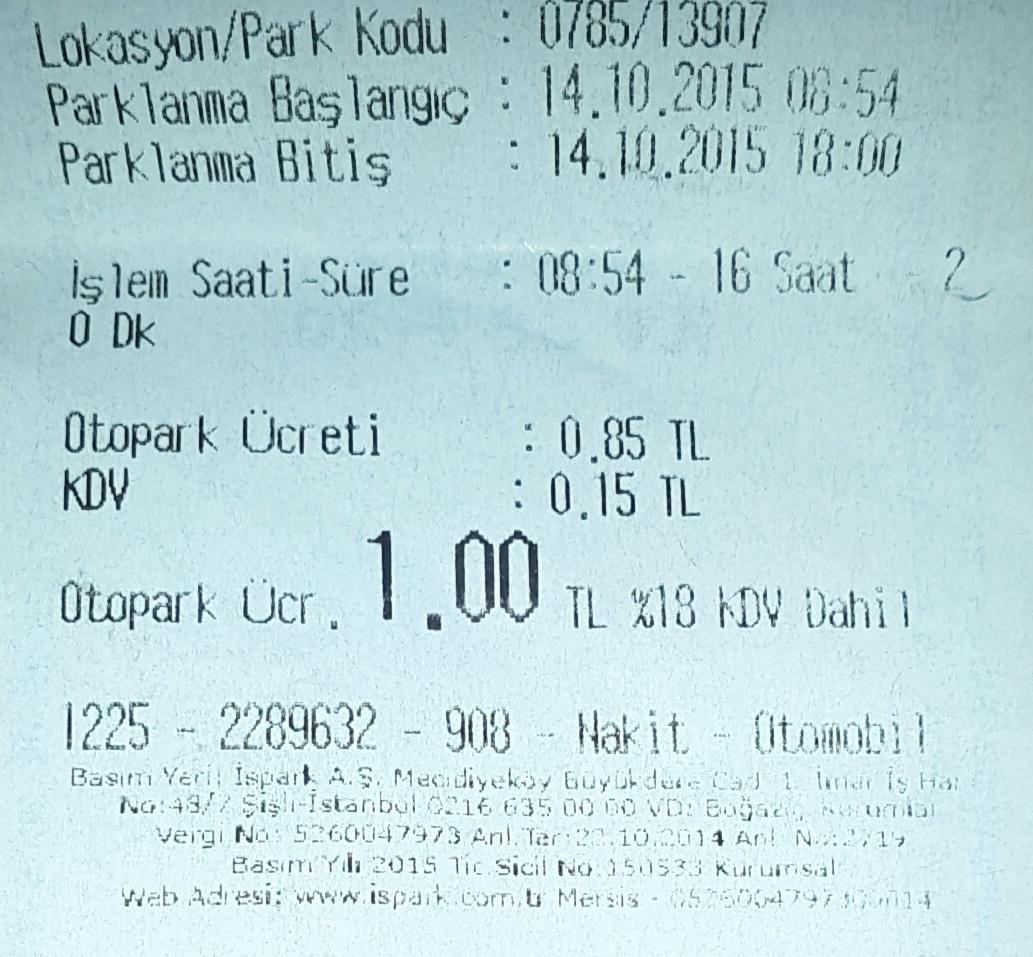 halicitiraf1's tweet photo. Hocam dün isparkda ödediğim tutar.Bugün sırf Haliçli oldğum için 5 tl ödedim.Nerde Haliçli farkı ? @MansurTOPCUOGLU http://t.co/yNs3GhhdAj